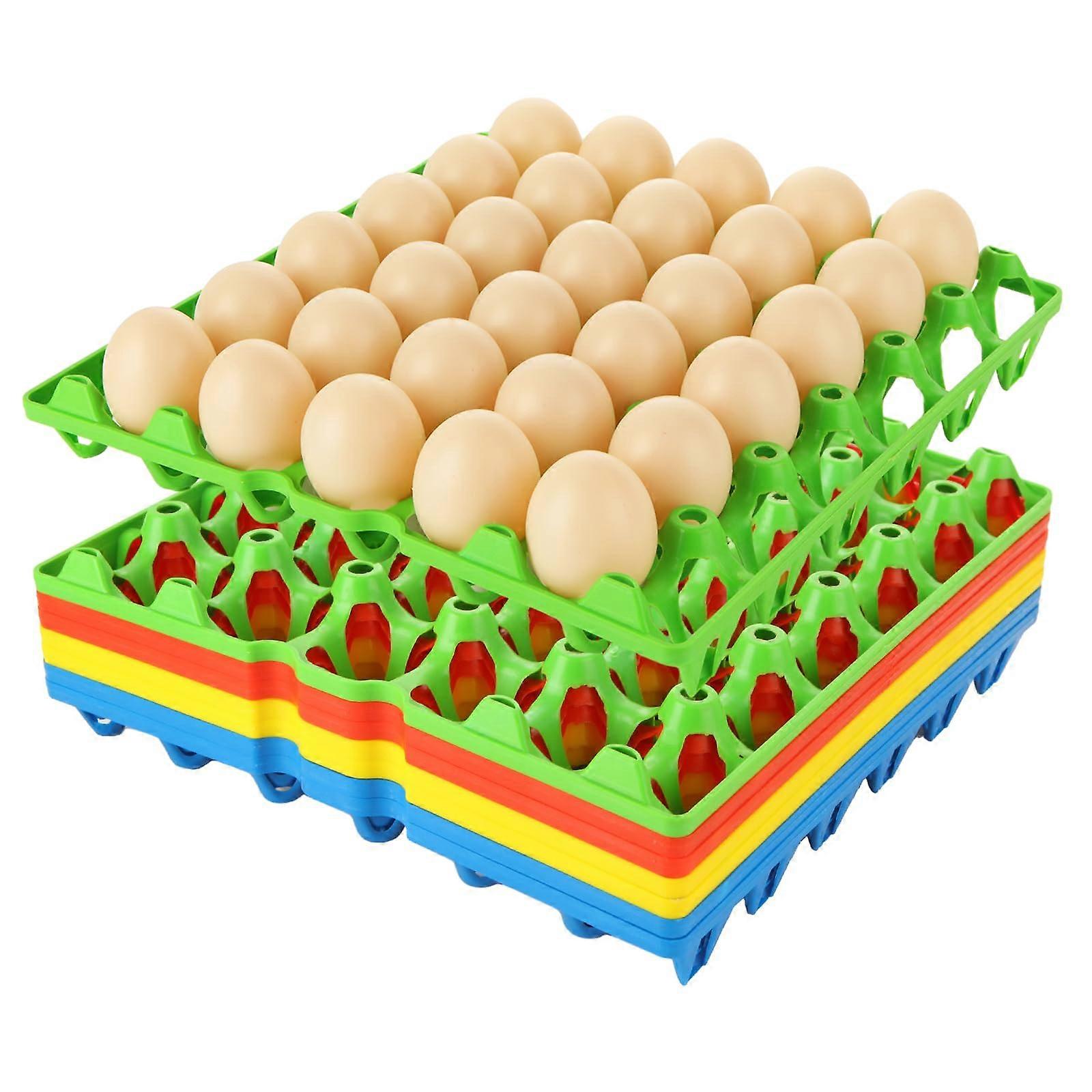 Plastic Egg Cartons 16 Pack 30Egg Large Capacity Stackable ColorCoded Storage Trays for Chicken Eggs