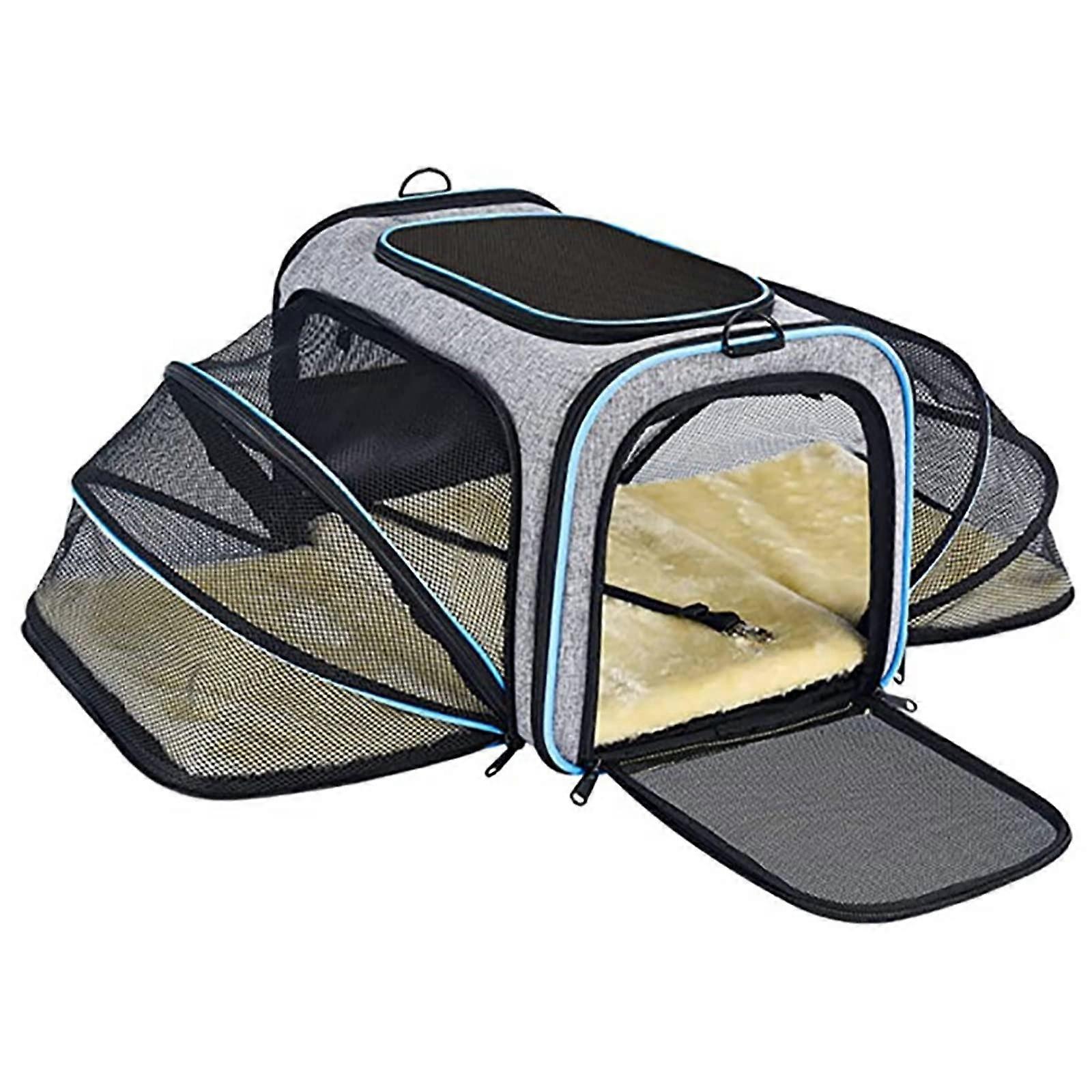 Expandable Cat Backpack Carrier with Transparent Hard Shell, Ventilation Mesh and Removable Pad