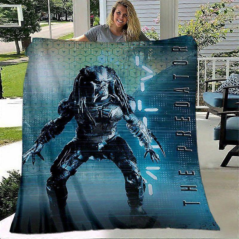 Predator Throw Blanket  Soft Flannel Bedspread with Iconic Predator Design