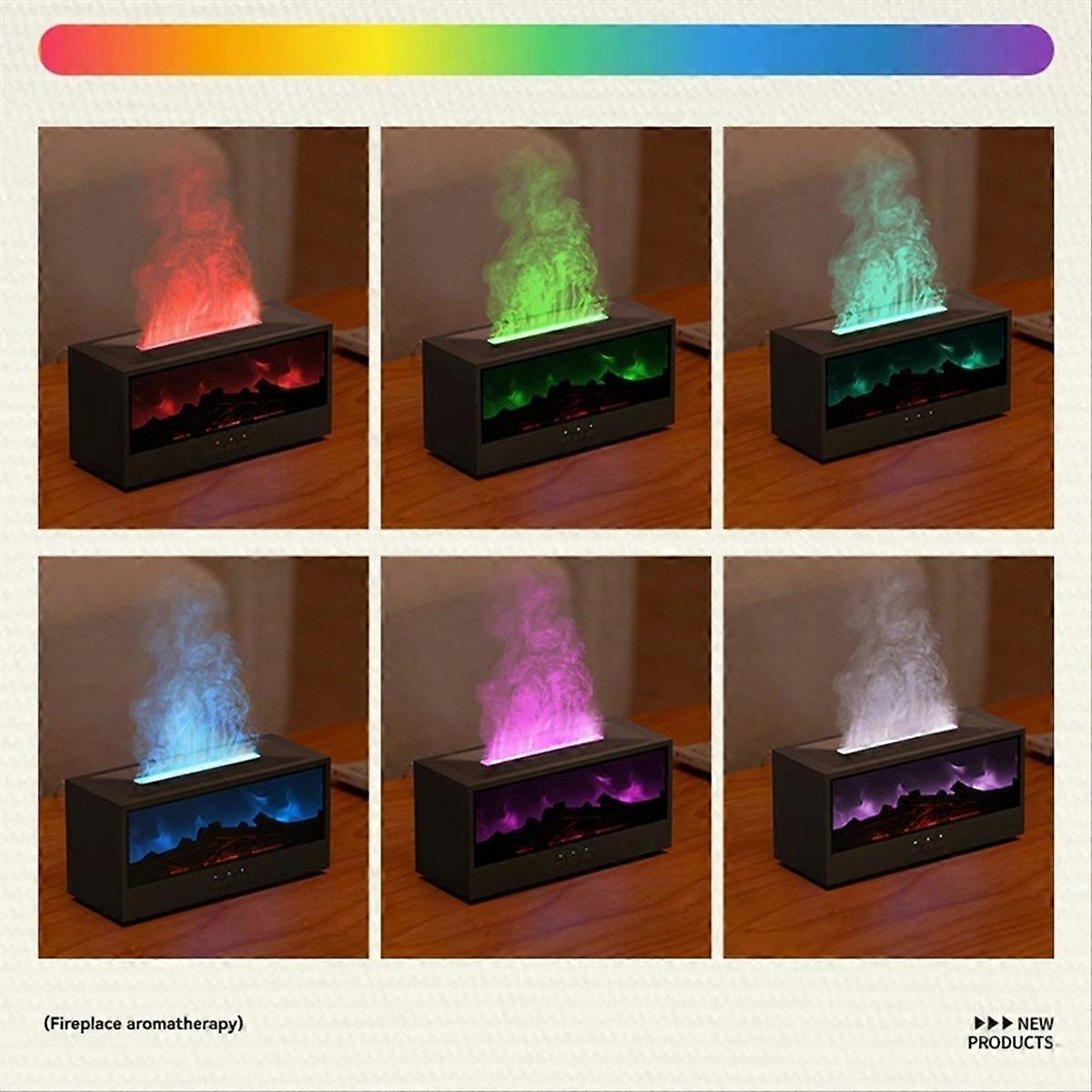 Flame Essential Oil Diffuser 3D Flame Fireplace Aromatherapy Machine Colorful Humidifier with Remote