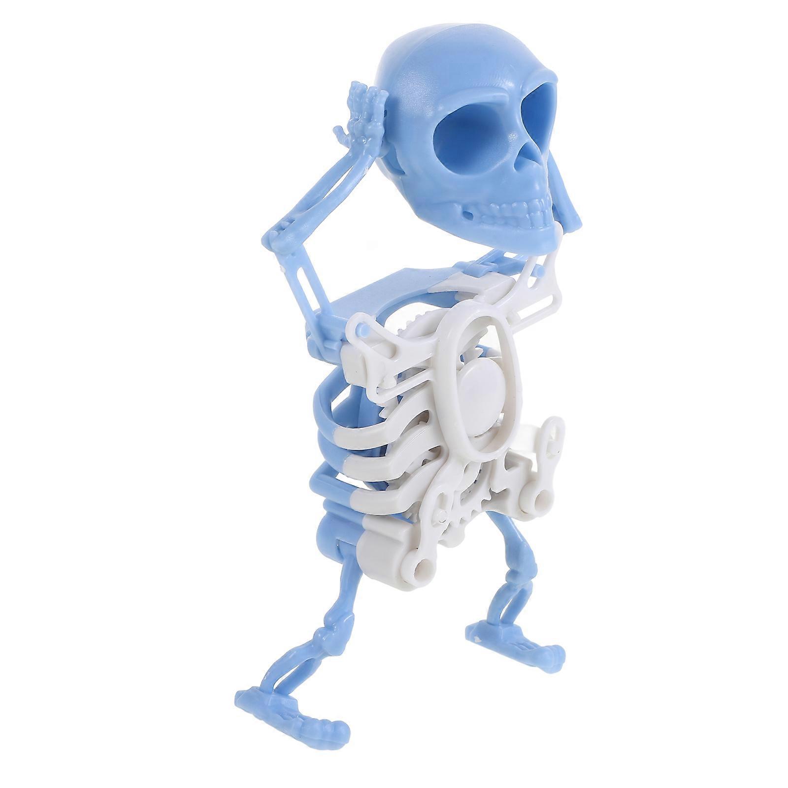 Halloween Dancing Skull Relax Toy with Windup Function Blue Plastic Skeleton