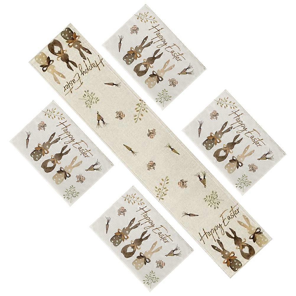 1Set Easter Placemats Easter Bunny Pattern Table Mats Festival Placemats Dinner Table Runner for Decor