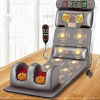 Full Body Massage Mat with Heat & 10 Vibrating Knots, Adjustable Cushions, Heating Pad for Ultimate Neck & Back Muscle Relaxation, Grey