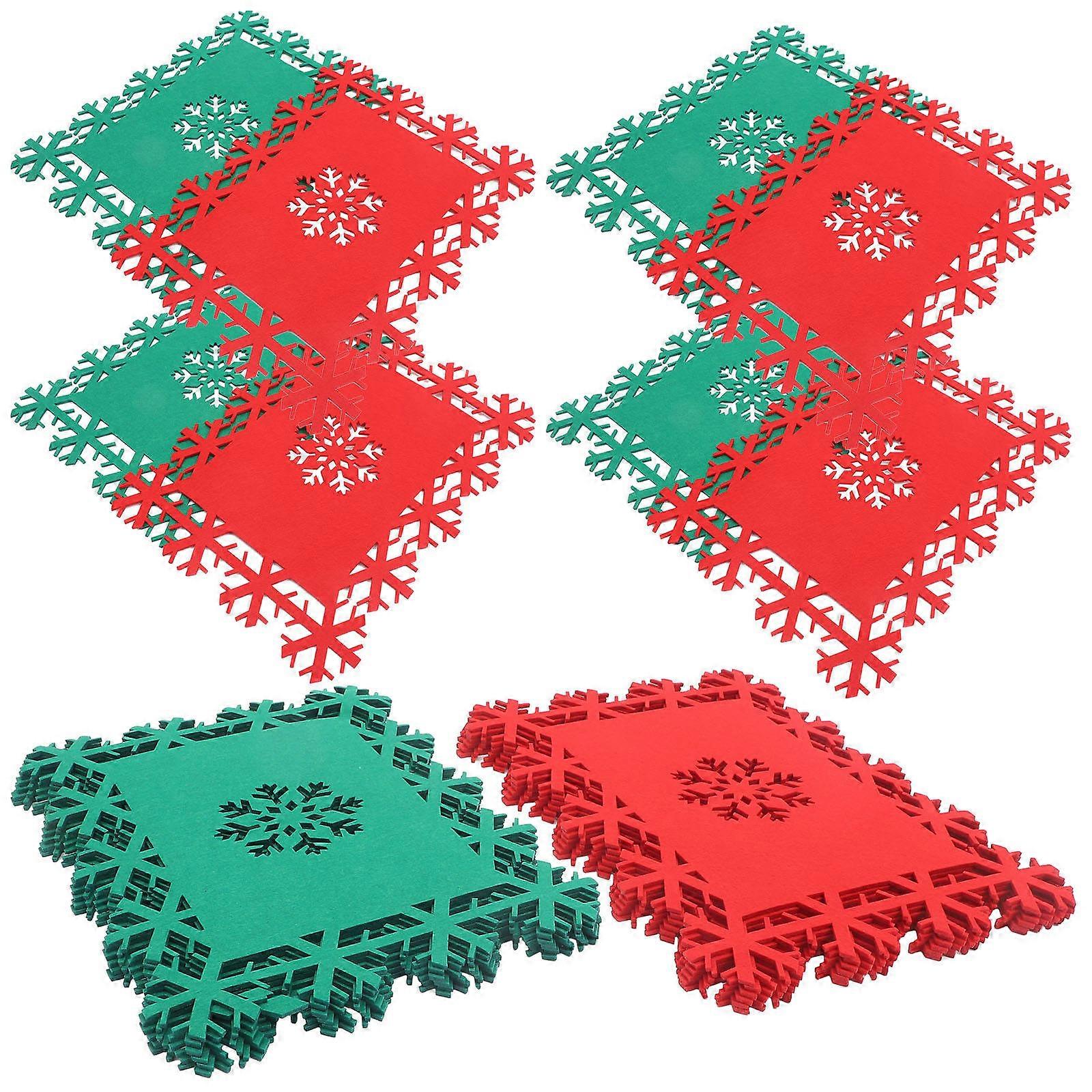 Christmas Placemat Felt Mat for Snowflake Pattern Table 24Pcs Set