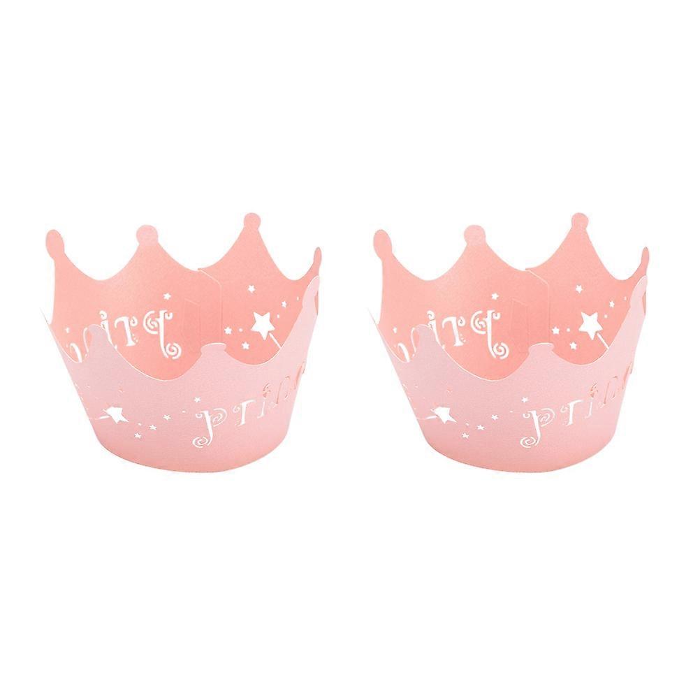 Cupcake Wrapper Lace Pink Crown Design for Cake Decorating 48Pcs