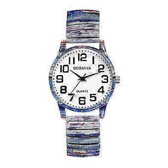 Bohemia Flower Stretch Band Watch for Women  Easy-Read Large Face, Big Numbers, Elastic Expansion Band, Compatible with All Wrist Sizes