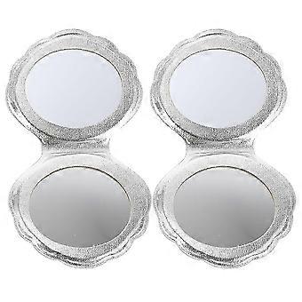 Portable Compact Double Sided Makeup Mirror – Lightweight Travel Pocket Mirror in Pink and White compatible with Handbags