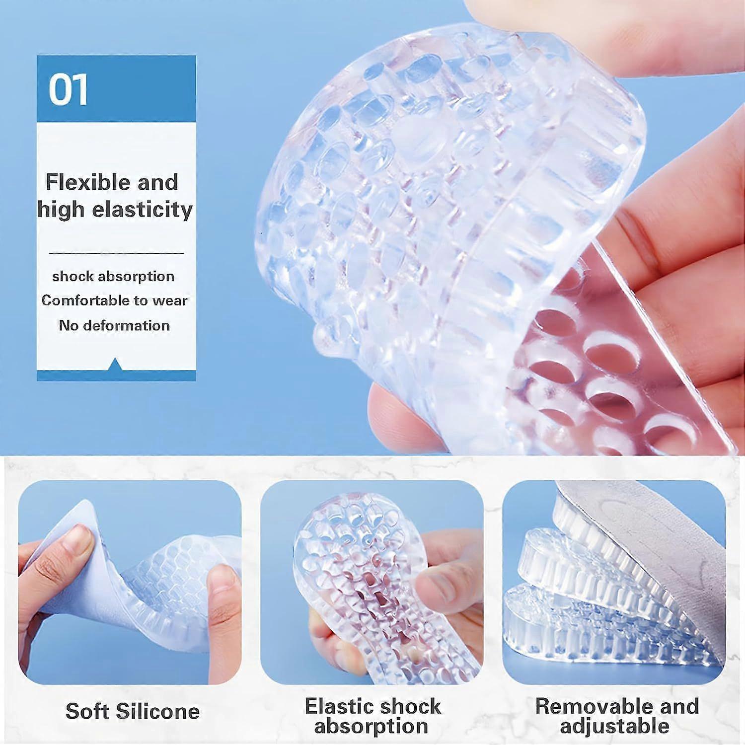Height Increase Heel Pad Gel Height Increase Insole,Adjustable 4-Layer Height