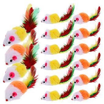 Souris jouet avec queue en plumes pour chat (lot de 20)