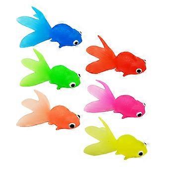 6 piezas de juguete de baño para niños mini figuras de peces dorados peces de plástico peces pequeños peces flotantes de juguete de peces de goma de peces de goma de peces de juguete de figuras de peces