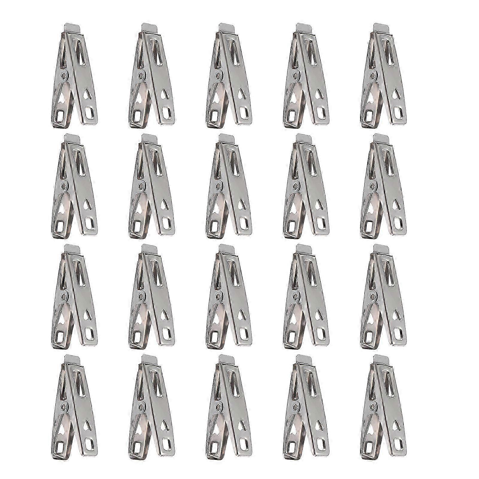 Stainless Steel Clothes Clamps, Windproof Clips for Holding Quilts, Towels, Socks and More, 20 Pack