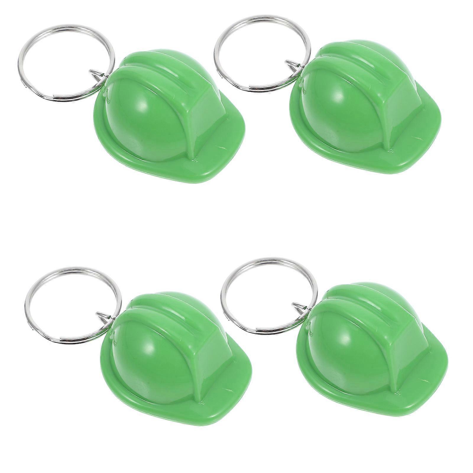 Construction Hat Mini Keychains for Party Favors 4Pcs Green