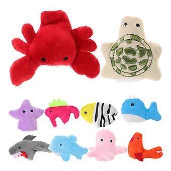 Cartoon Ocean Animal Finger Puppets for Playing 20Pcs Soft Plush Toy Set