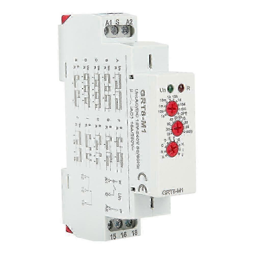 Multi-Function Time Delay Relay, 10 Modes, 0.1s-10 Days Adjustable, 35mm DIN Rail Mount, LED Indicators for Automation