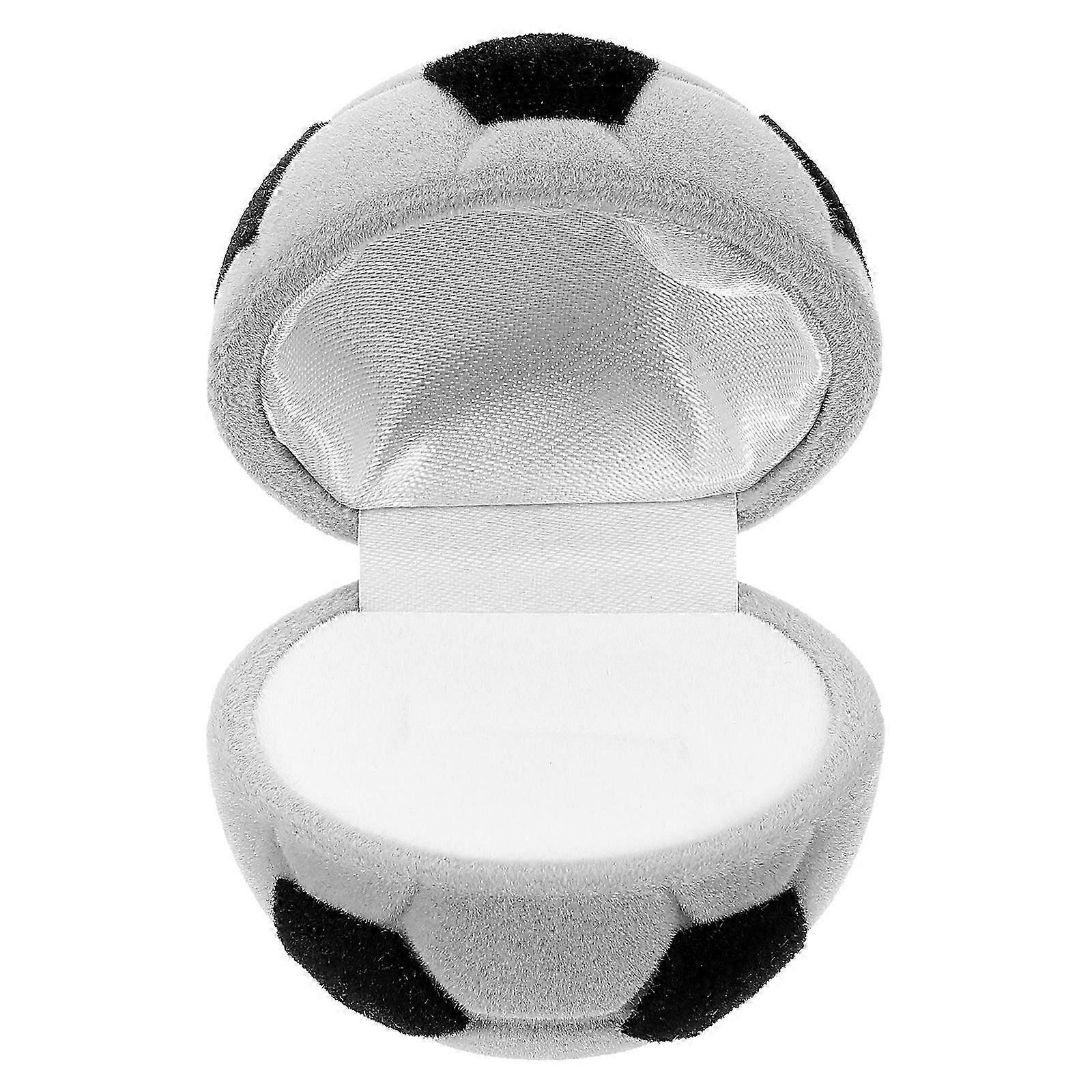 Soccer Shape Flocking Ring Box Set, 5-Piece Jewelry Storage Case for Rings and Earrings
