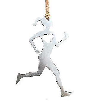 Men Women Runner Snowman Hanging Decoration Hollow Love Heart Heavy Duty Metal Craft Running Boy Girl Ornament Pendant Sports Enthusiast Gift