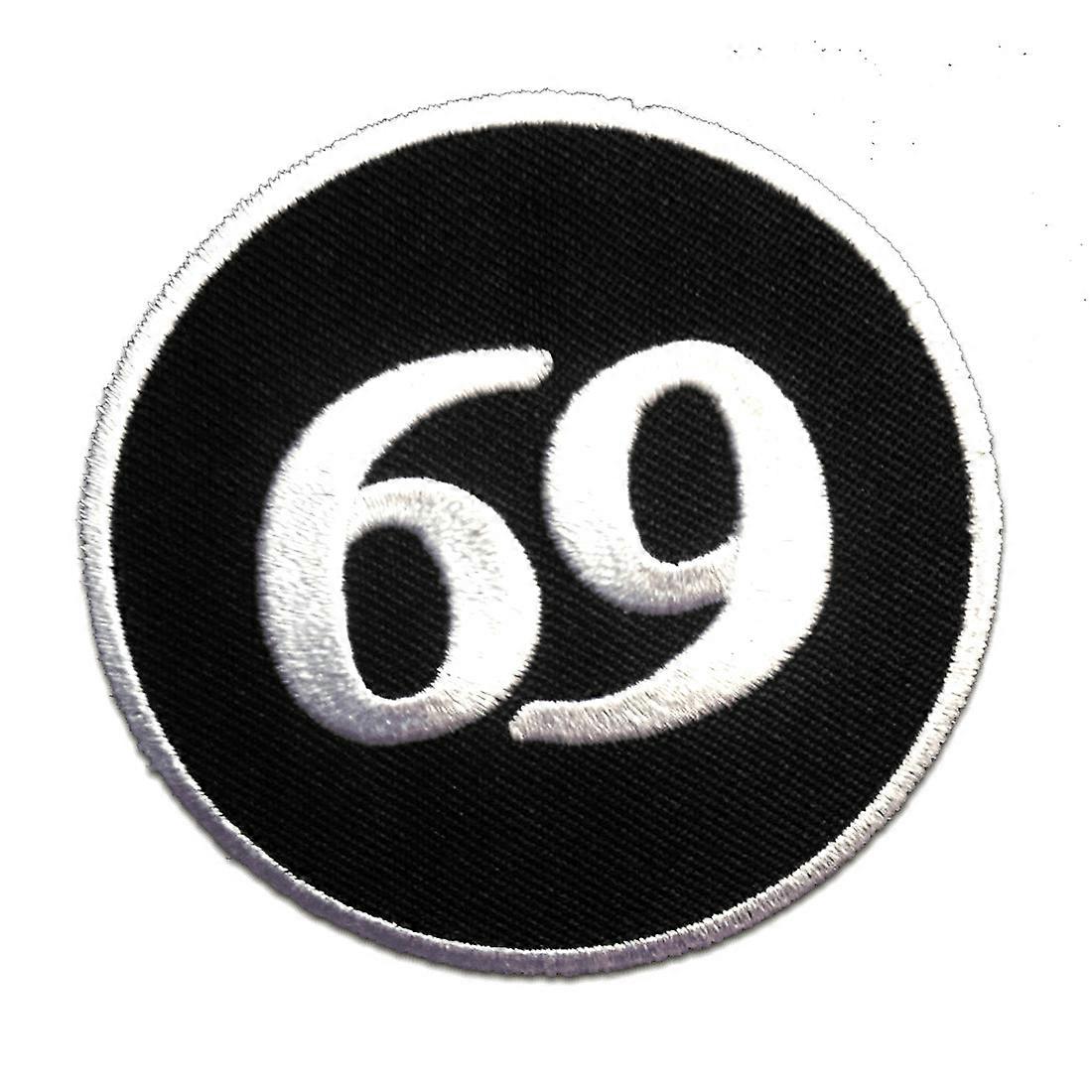 Patch / iron-on patch - No. 69 Number 69 - black/white - Ø7 -Appliqués Patch
