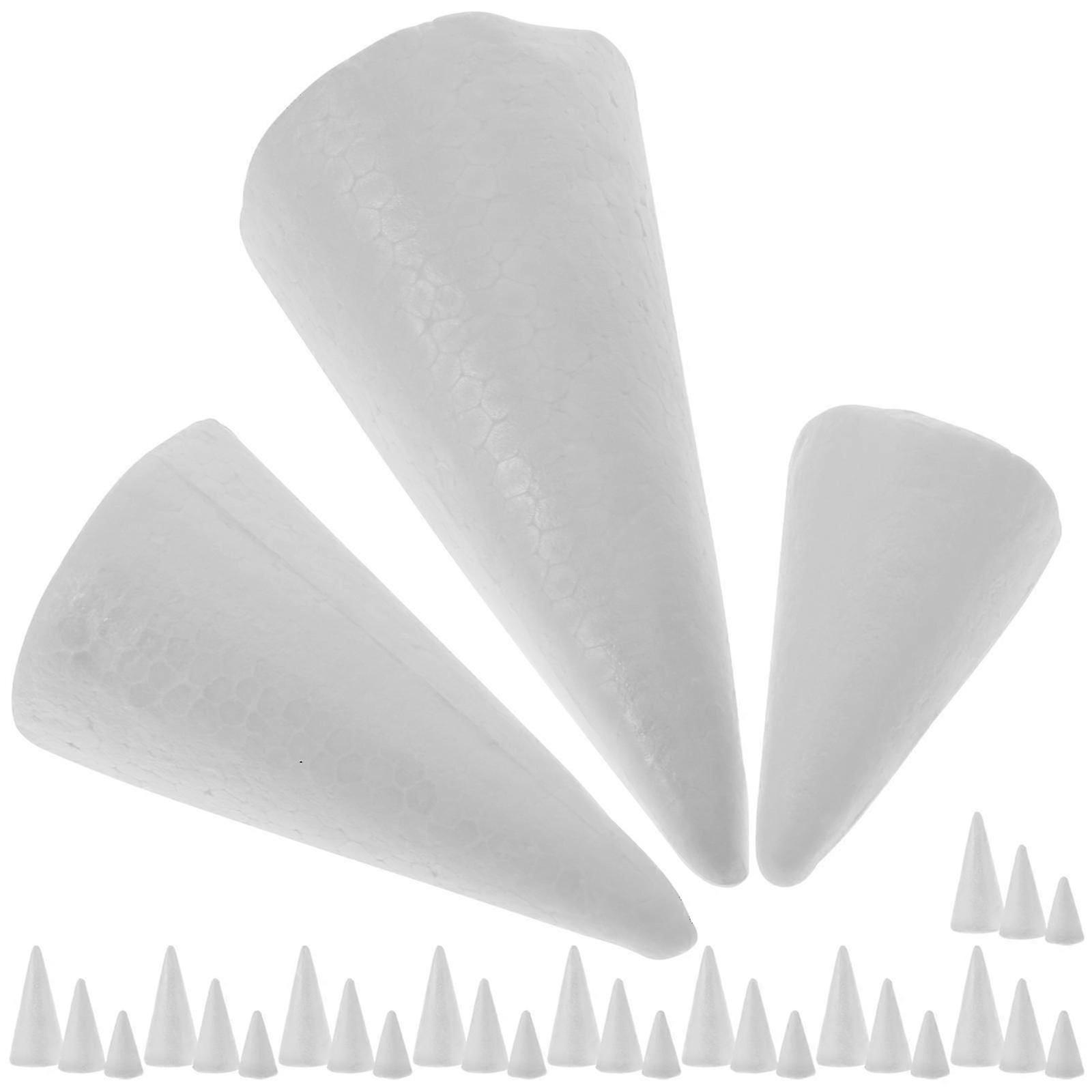 White Foam Cones 30Pcs for DIY Craft Projects Durable Material