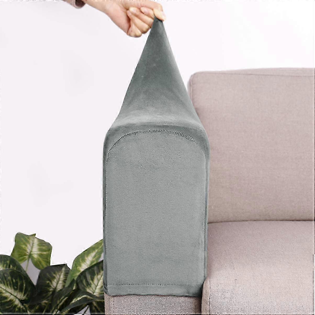 2 Pcs Sofa Armrest Covers Protective Cover Sleeve(Grey)