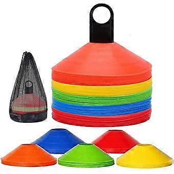 Fotboll Disc Koner, Set med 50 Fotboll Koner Sport Smidighet Säkerhet Fotboll Träning Kon Set Fält Utrymmesmarkörer med Plaststativ / Tygpåse