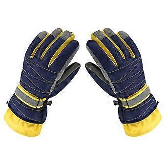Cold Weather Gloves Super Warm Winter Snow Skiing Gloves Windproof Waterproof Gloves with Long Cuff for Snowboarding Riding (Blue, M)