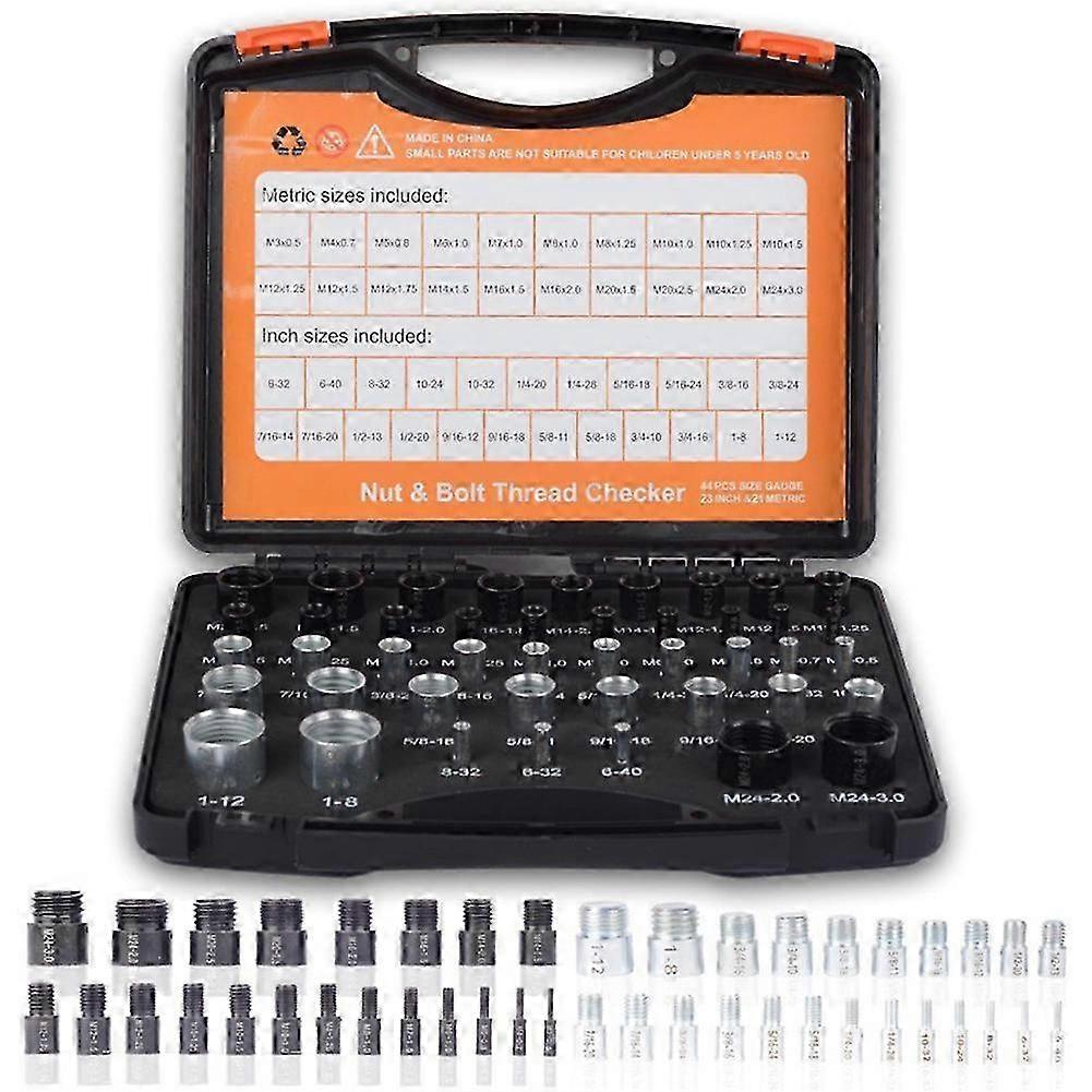 Assembled Metric Thread Gauge Nut and Bolt Checker Tool with Screw Sizing Kit