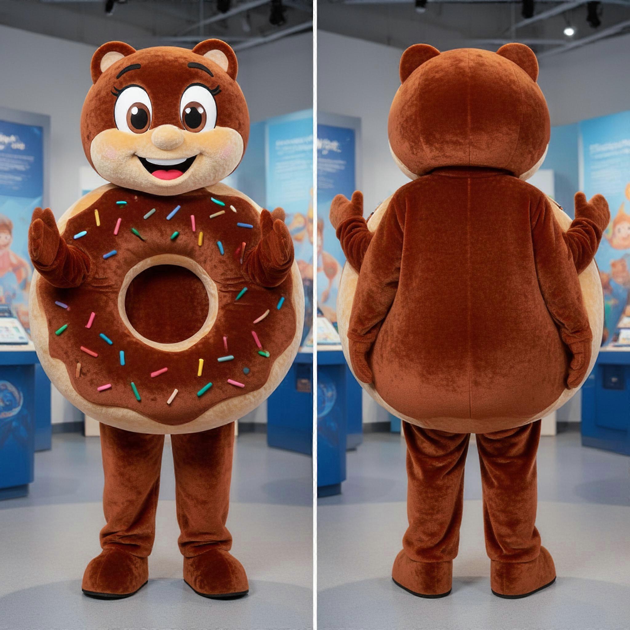 MASTICOT Rust Orange Glazed Donut Mascot