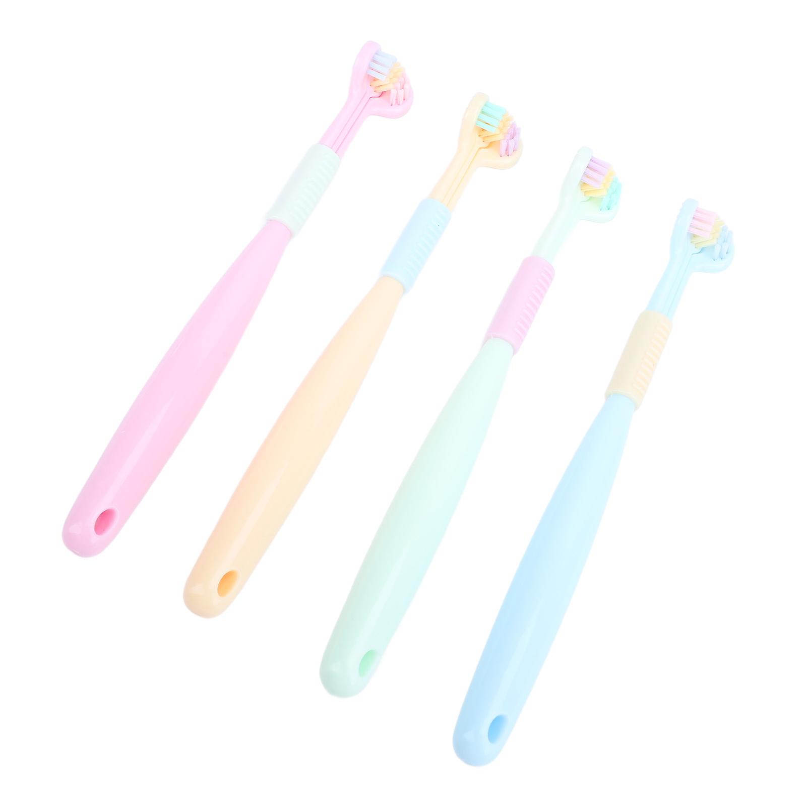 4pcs Three Sided Toothbrush Soft Bristles Three Head Teeth C...