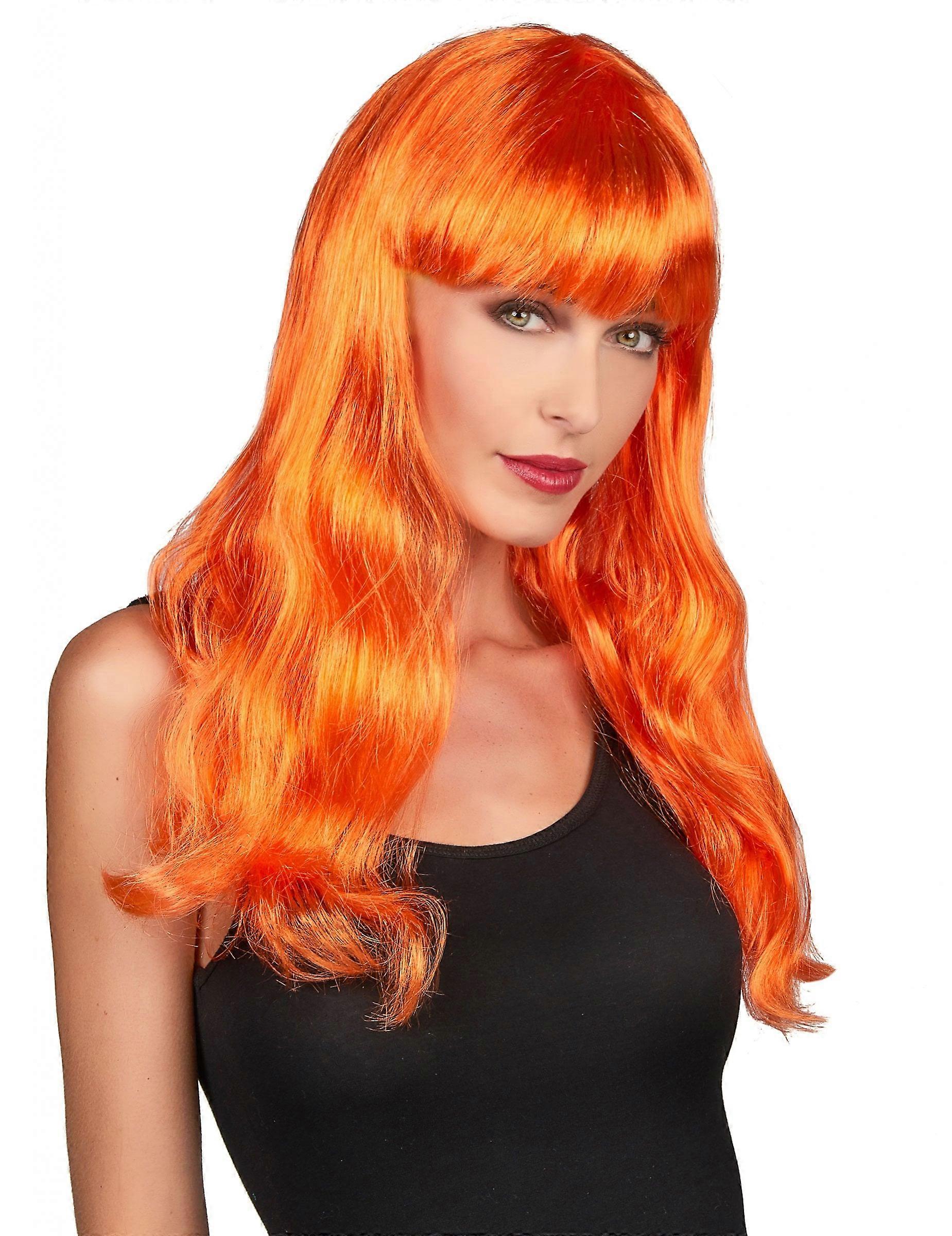 Long orange wig for women