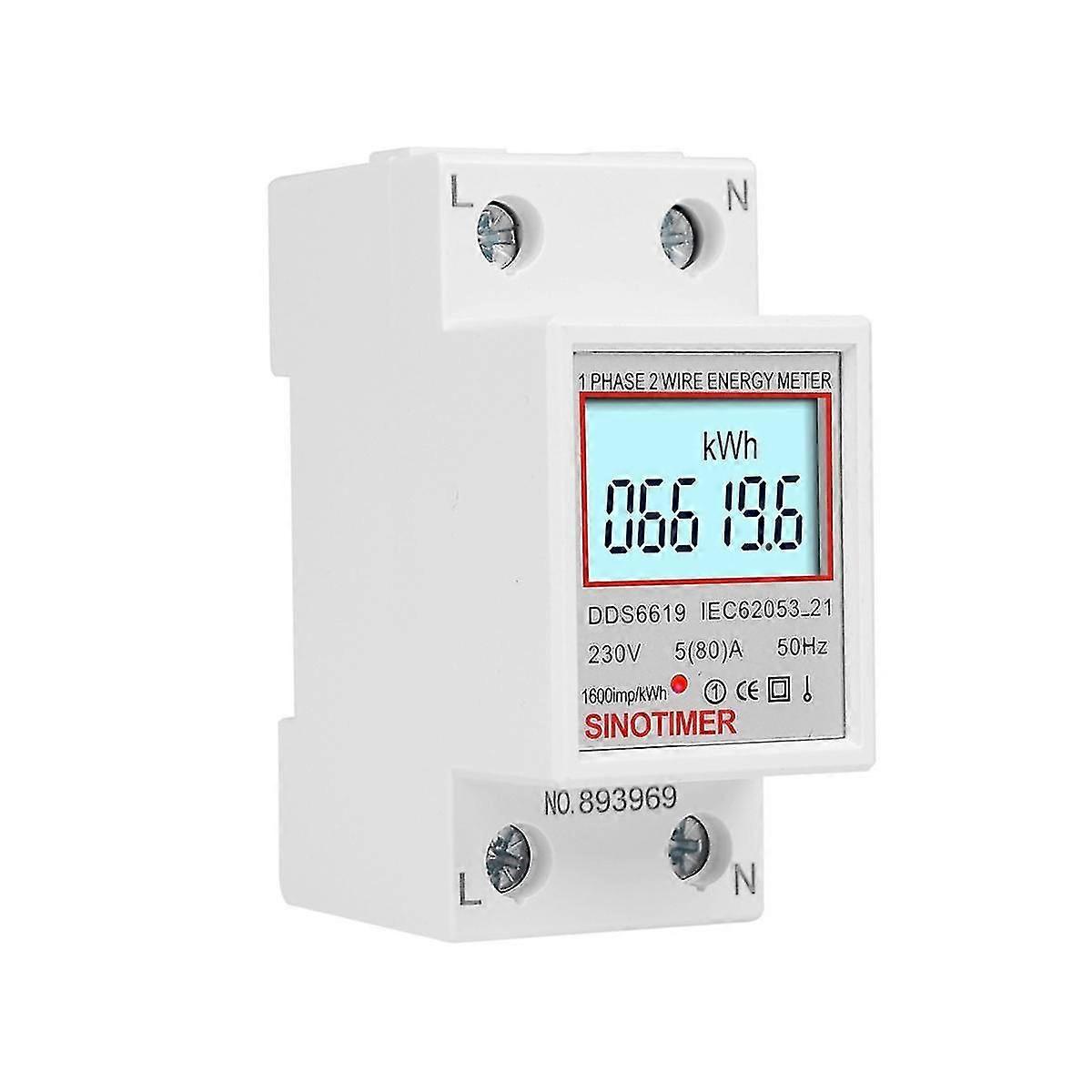 Dds6619-006 Arka Aydınlatmalı Ekran Tek Fazlı Din Ray Tipi Watt-saat Ölçer 2p Elektronik Watt-saat M