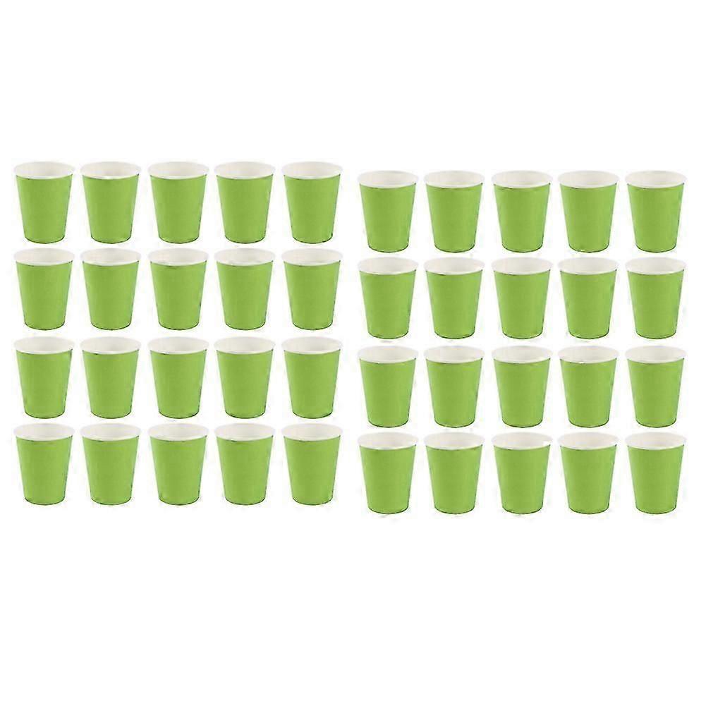 40 Paper Cups (9Oz) - Plain Solid Colours Birthday Party Tableware Catering(Green)