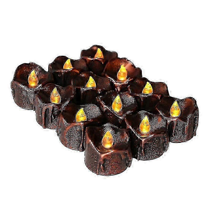 Electronic Candle Light Gold 12pcs-hs