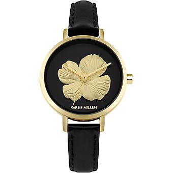 Karen millen floral face watch for Women Analog Quartz with Cowskin Bracelet KM126B
