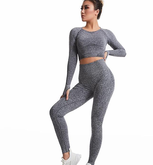 בגדי יוגה נשים סט אופנה באיכות גבוהה מותן גבוה צמוד הירך להרים שרוול ארוך מכנסיים סט נשים מכנסי יוגה ספורט מכנסי כושר