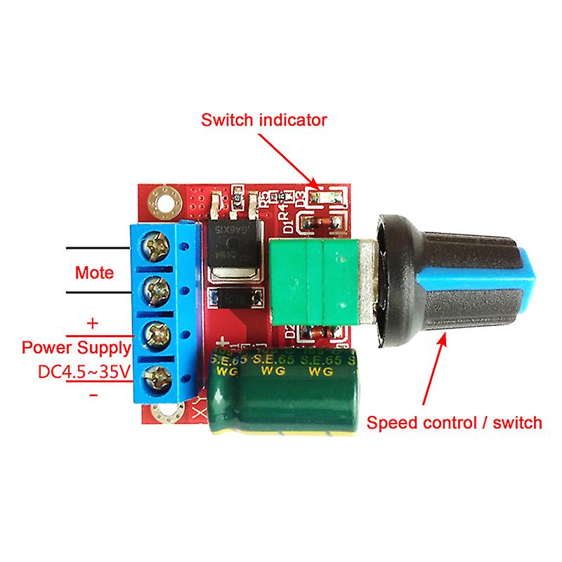 Mini Dc-dc 4.5v-35v 90w Pwm Dc Motor Speed Regulator Module Adjust Board Switch