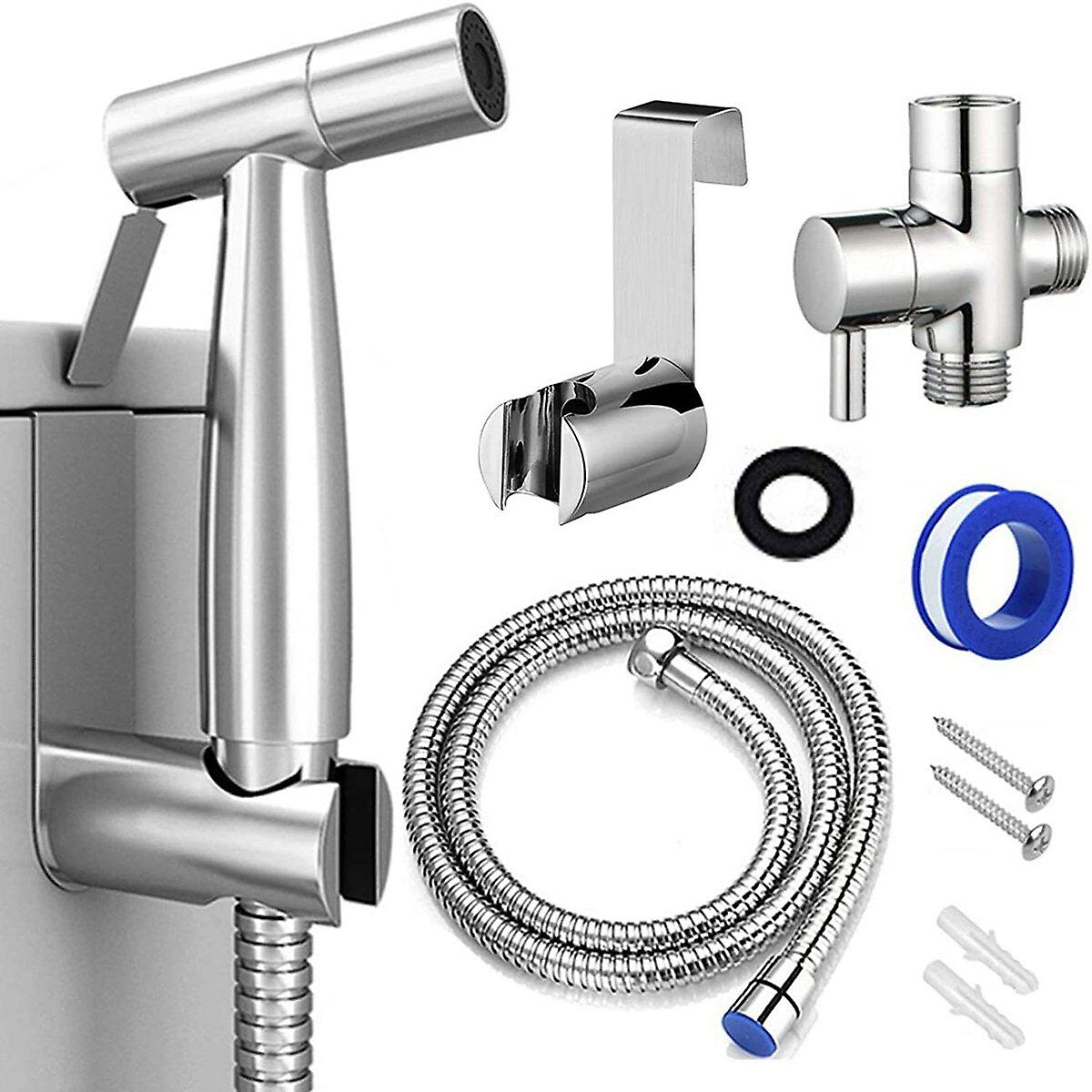 Handheld Bidet Sprayer For Toilet - Adjustable Pressure Faucet Diaper Set With Hose Attachment For Bathroom