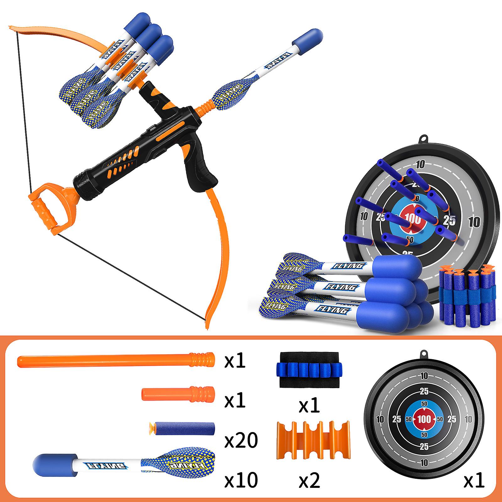 Temi Bow And Arrow Set For Kids 8-12 Kids Foam Bow Arrow Archery Set - Shoots Over 120 Feet Includes 10 Arrows 2 Quiver 20 Foam Darts And Targets
