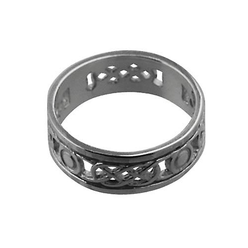 18ct White Gold 6mm pierced Celtic Wedding Ring Size Q