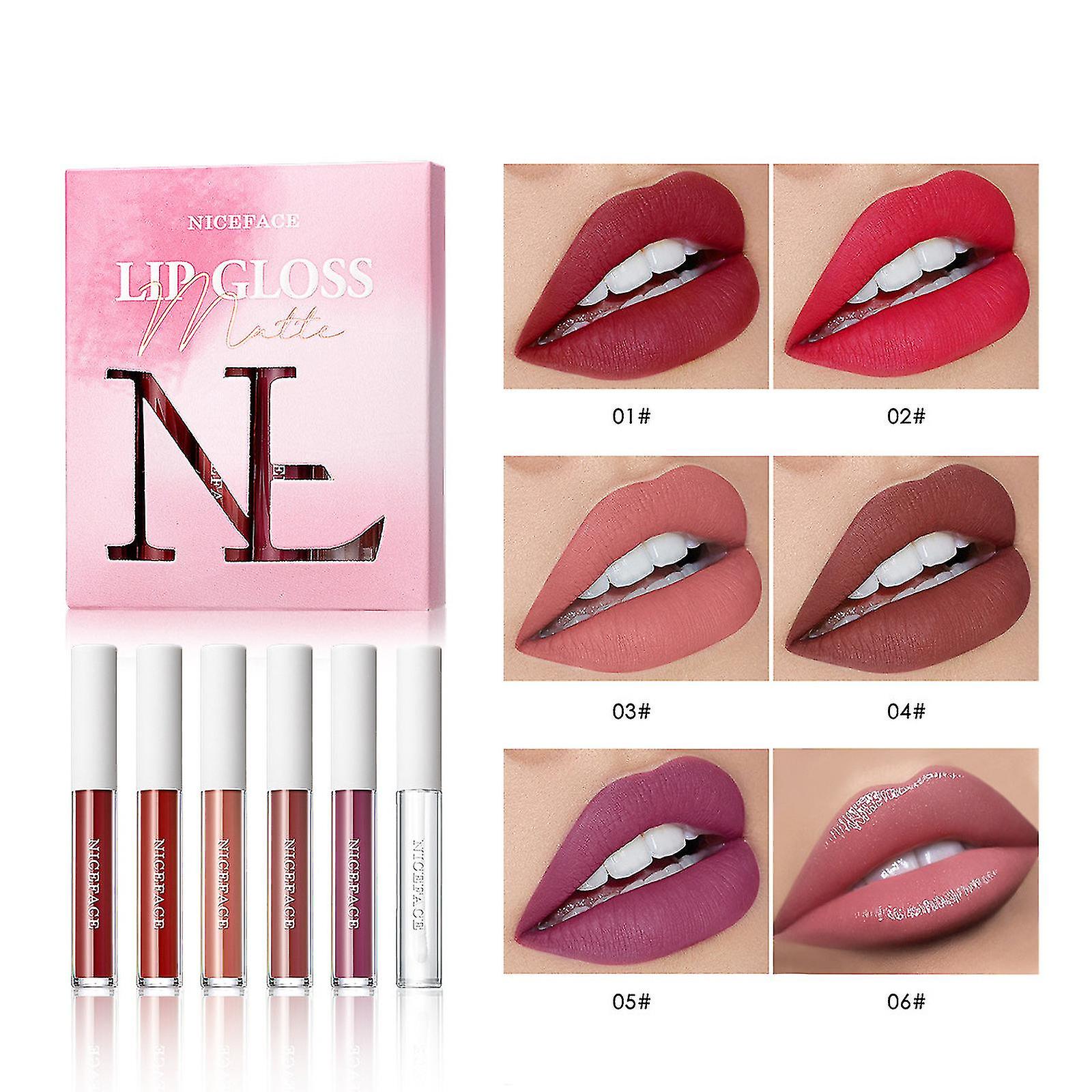 Matte Non-stick Lip Gloss Set With Lip Plumper