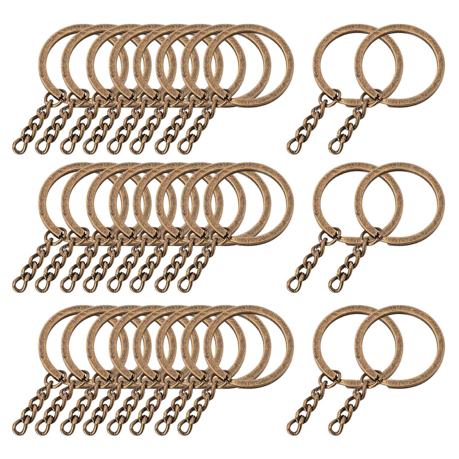 30x Keyring Blanks Key Chains Findings Split Rings 4 Link 30mm_Bronze