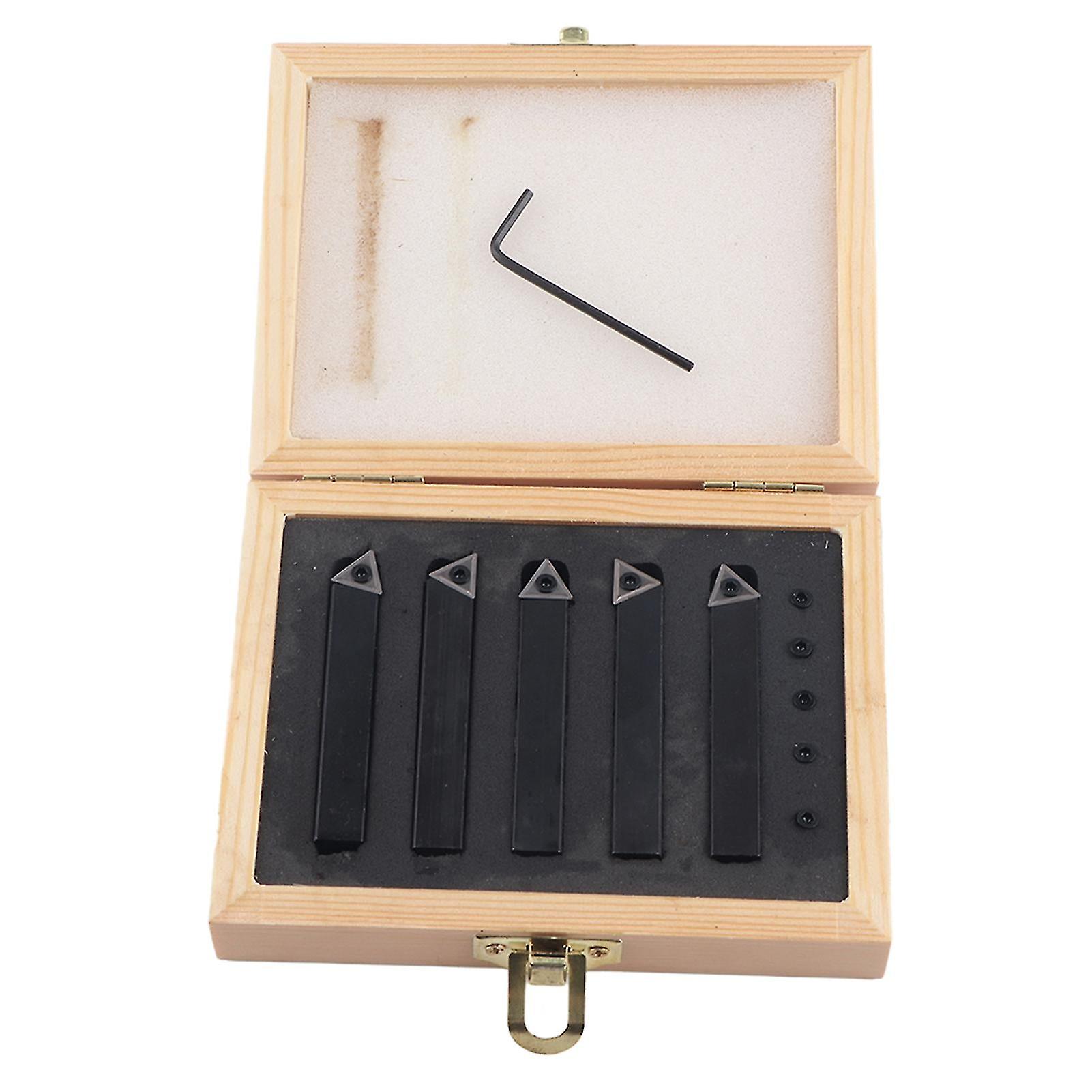 5Pcs 3/8in Indexable Turning Tool Set Cemented Carbide Machining Lathes Cutting Facing Tools