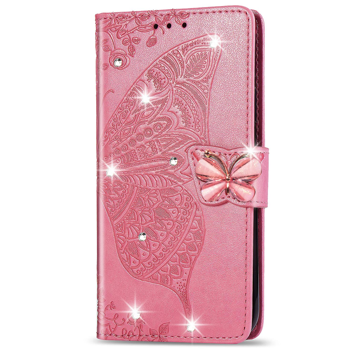 For Iphone 11 13 14pro Case Glitter Bling With Card Holder And Stand Leather Flip Wallet Butterfly Shockproof Protective Case For Iphone 11 61 Inch Cr