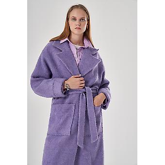 Boucle Textured Lilac Overcoat