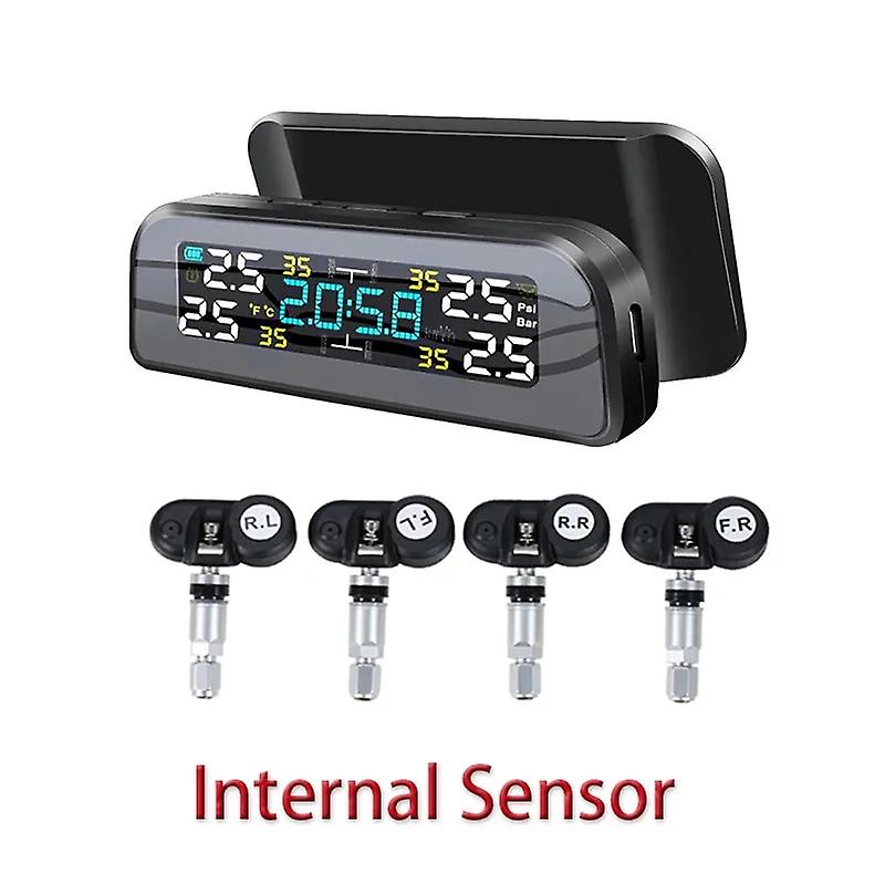 Universal Solar Power Tpms Car Tire Pressure Monitoring System Clock Lcd Display Tpms Sensor Auto Security Alarm Systems