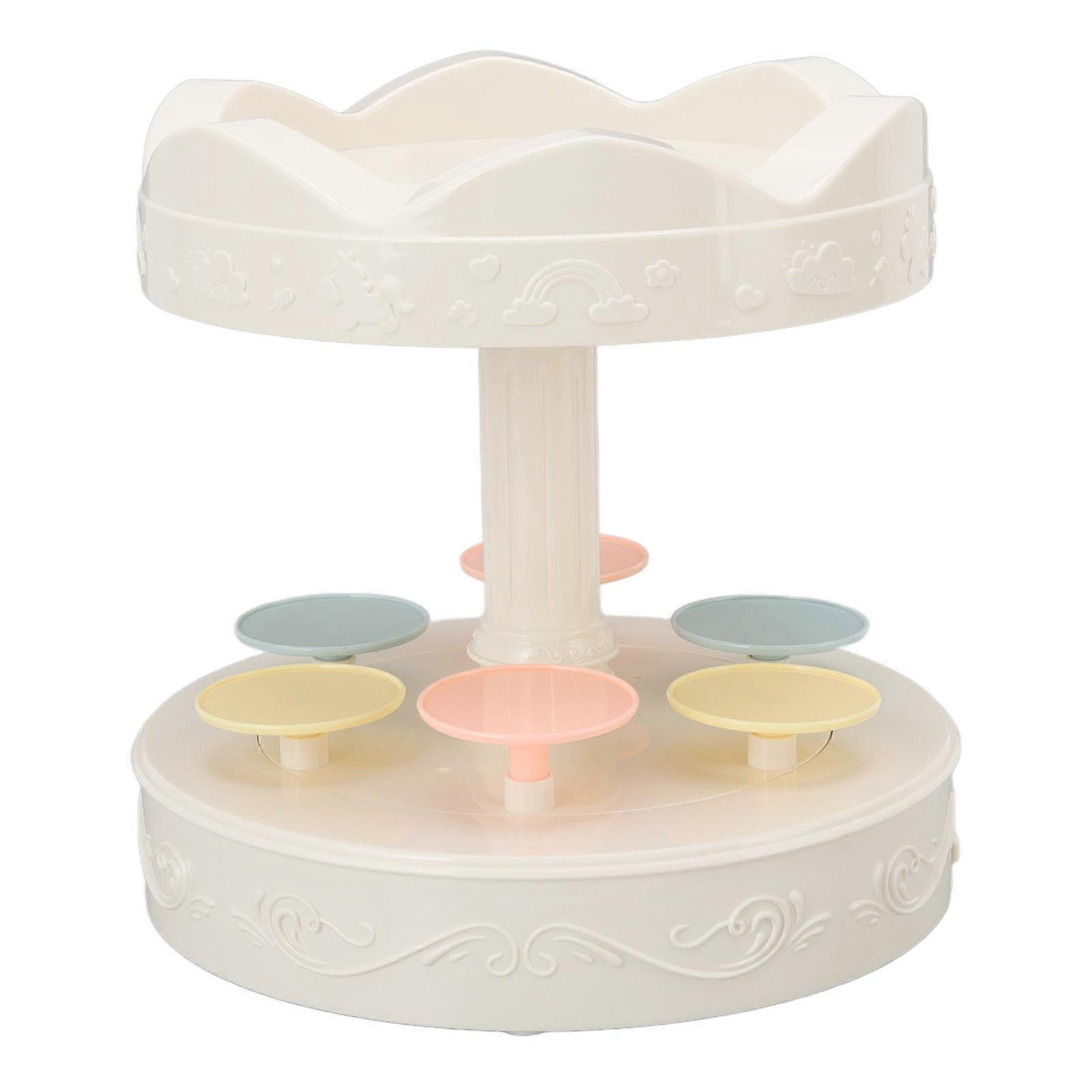 Automatic Rotating Dessert Display Stand Double Layer Revolving Cupcake Display Plate for Bakery and Party Use