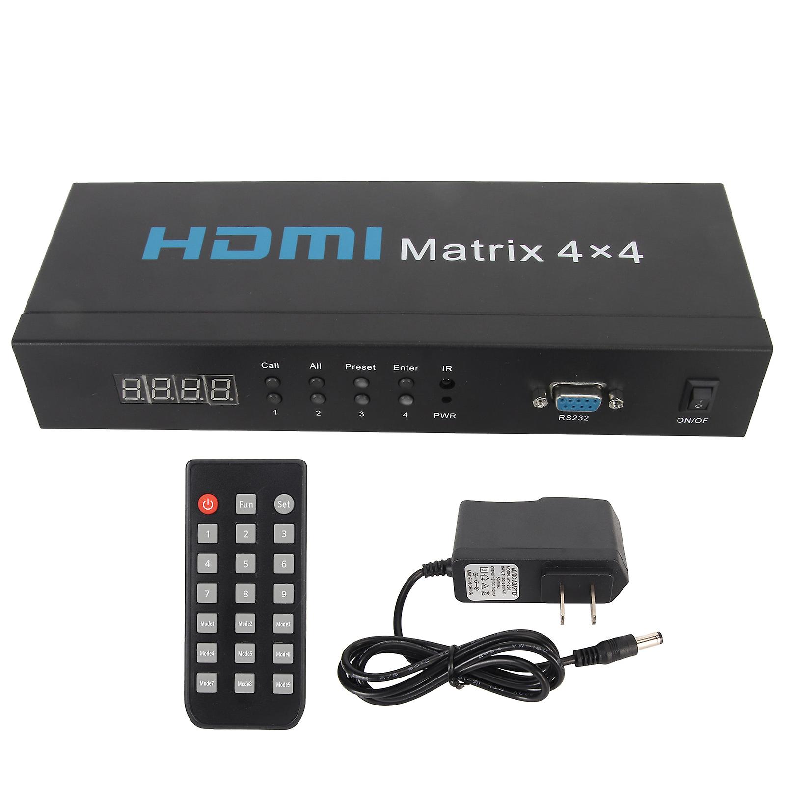 4K 30Hz HDMI Switcher 4x4 with Remote Control - High Resolution, Easy Setup, US Plug