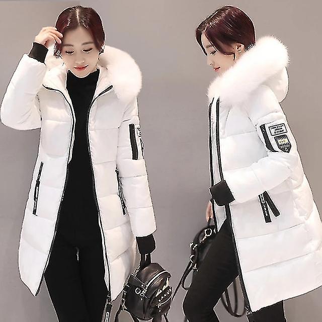 2023 Vinterjakke Kvinder Parka Stor pelskrave Hætte Tyk varm lang kvindelig frakke Afslappet overtøj Dun bomuldsjakke Parkas