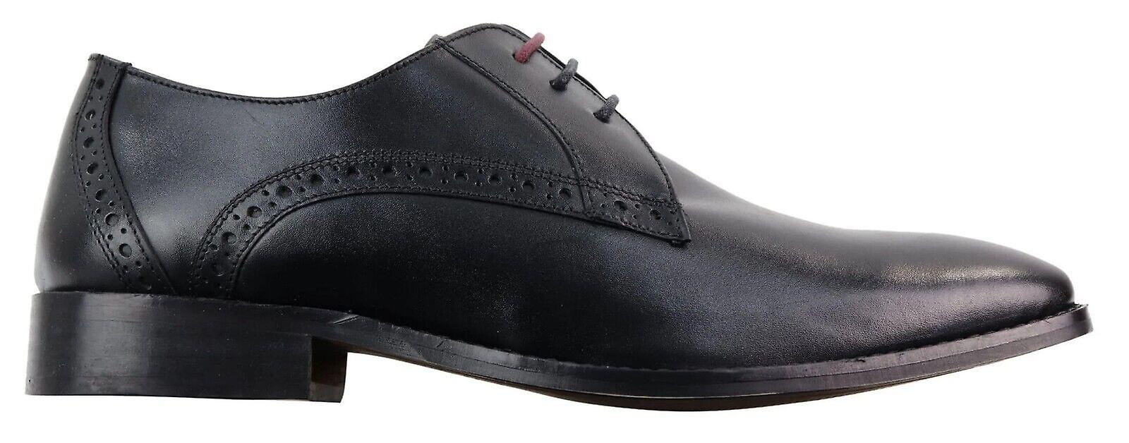Mens Black Oxford Leather Classic Formal Brogue Shoes