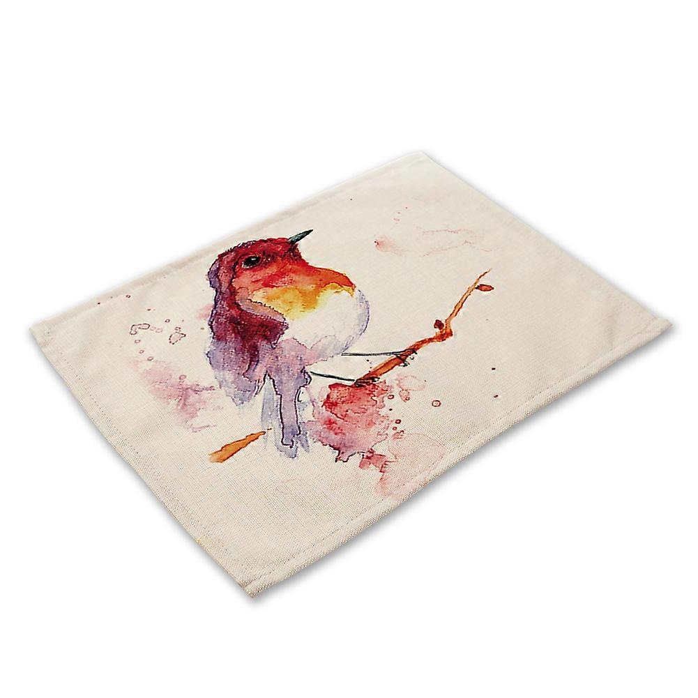 Colorful Bird Print Anti-Slip Heat-insulation Placement Bowl Plate Fork Table Mat(MA0027-1)