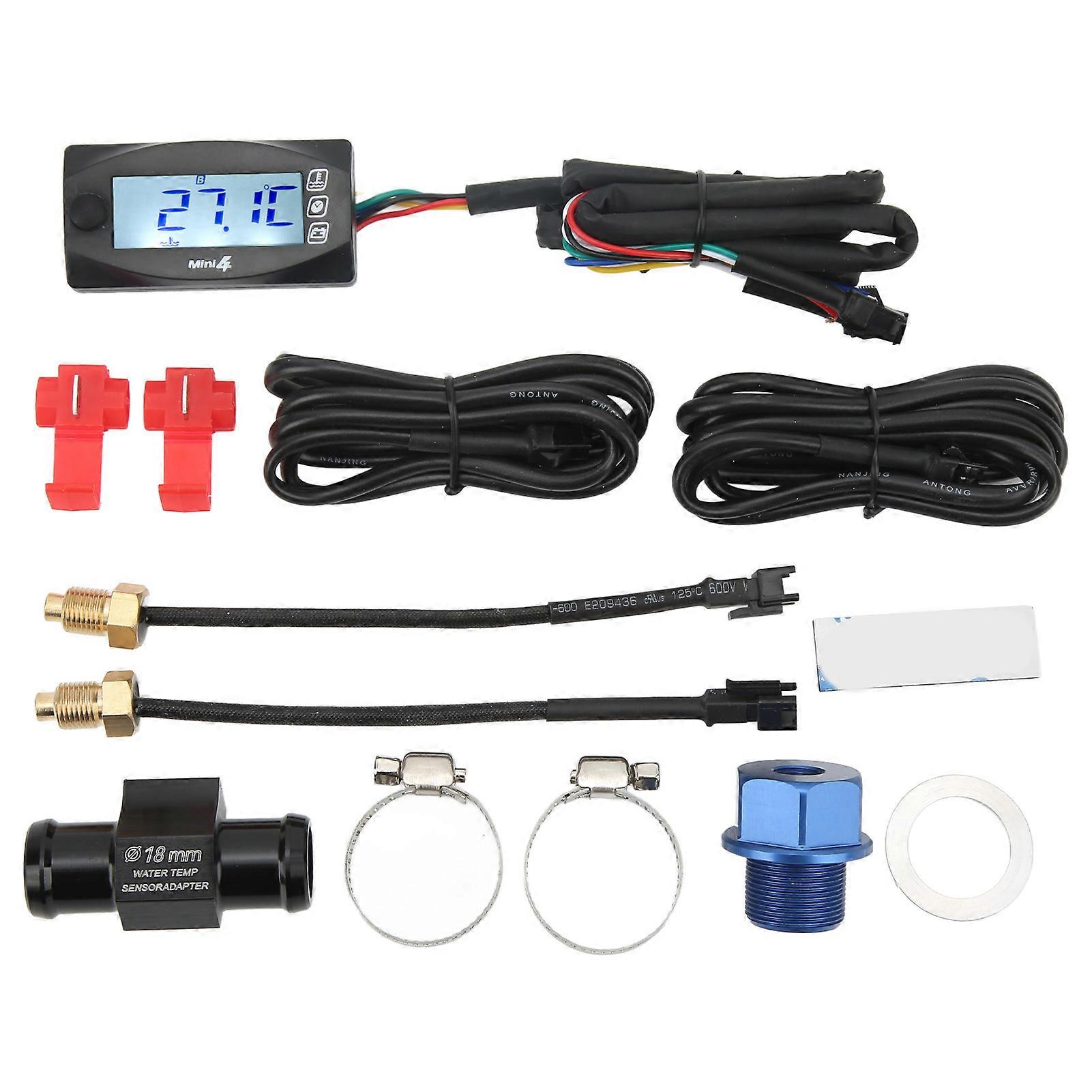 Motorcycle LCD Digital Gauge Voltage Meter Voltmeter Temperature Thermometer Time Display Sensor M20x1.0 E2U515